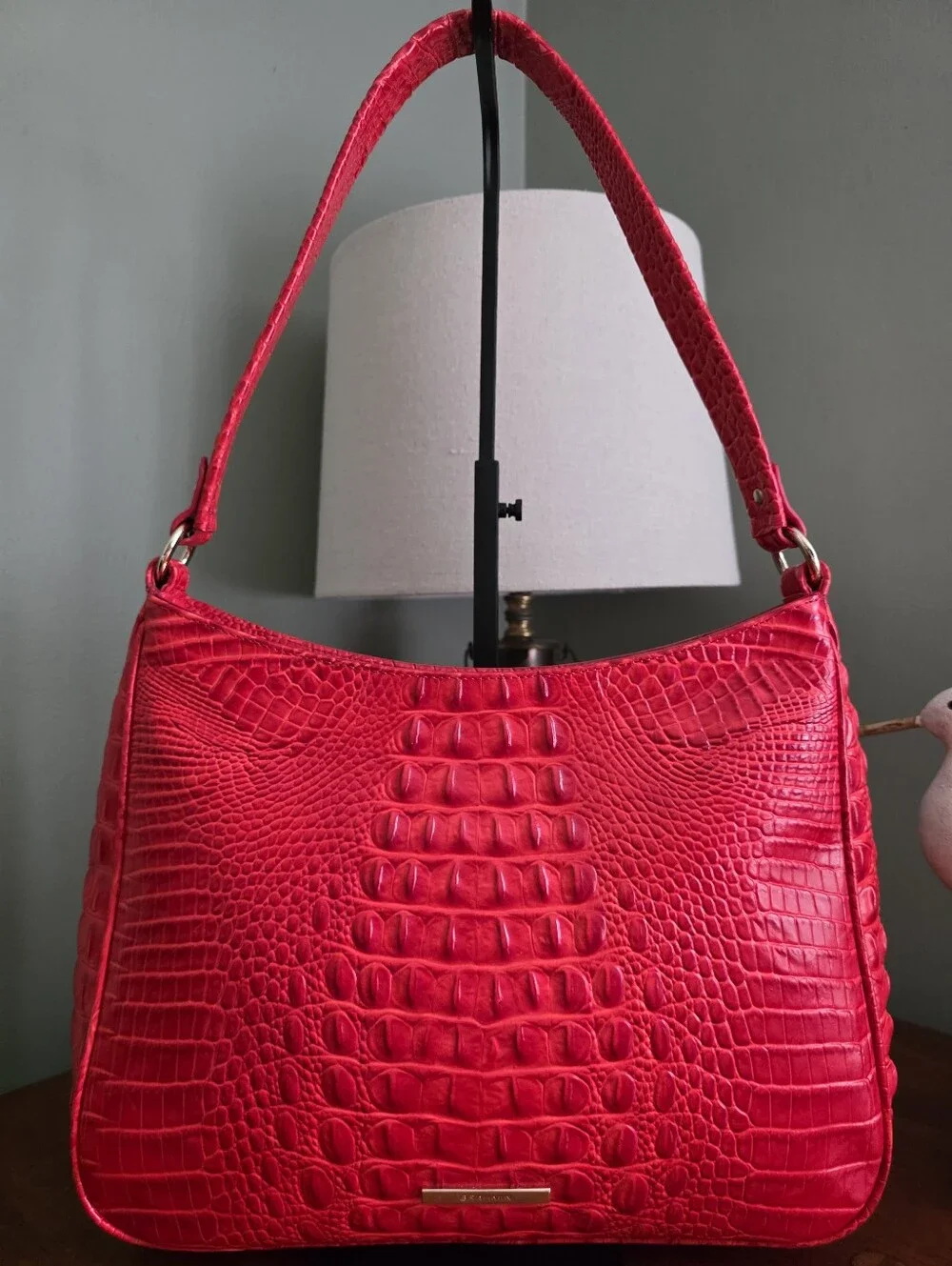 Brahmin Kathleen Small Heat Melbourne Croc Embossed Leather Shoulder Hobo Bag